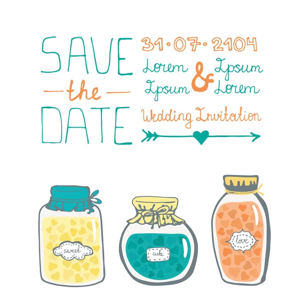 Hermoso guardar el diseño de la tarjeta de fecha. Invitación a la boda — Vector de stock