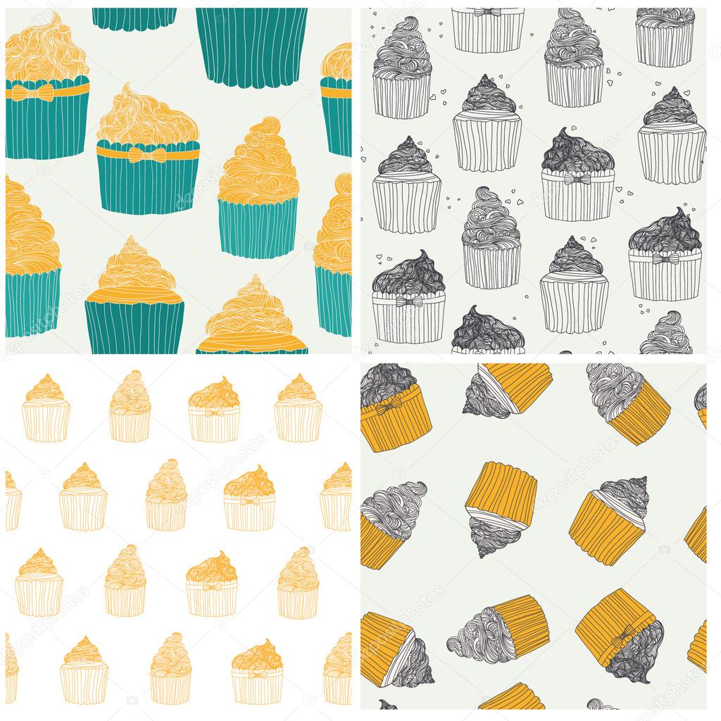 Beautiful seamless sweet pattern with muffins