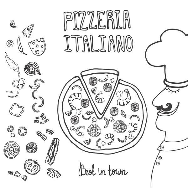 Идеальная иллюстрация вкусной пиццы — стоковый вектор