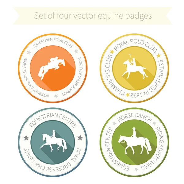 4 つの完璧な馬のバッジのセット — ストックベクタ