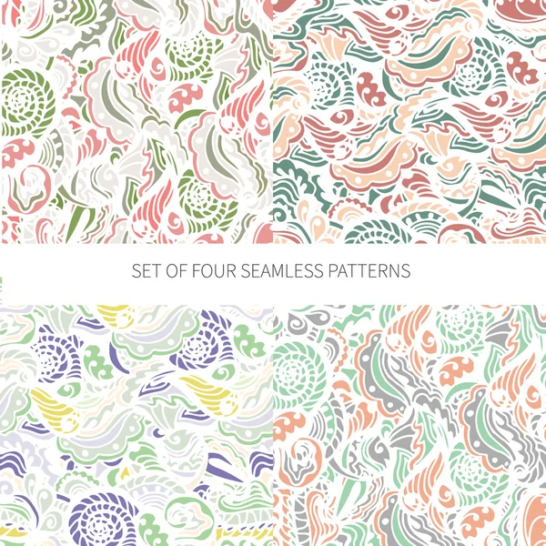 Set of four abstract seamless patterns — Stock Vector