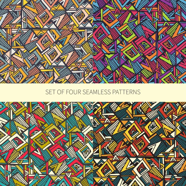 Set of four abstract seamless patterns — Stock Vector