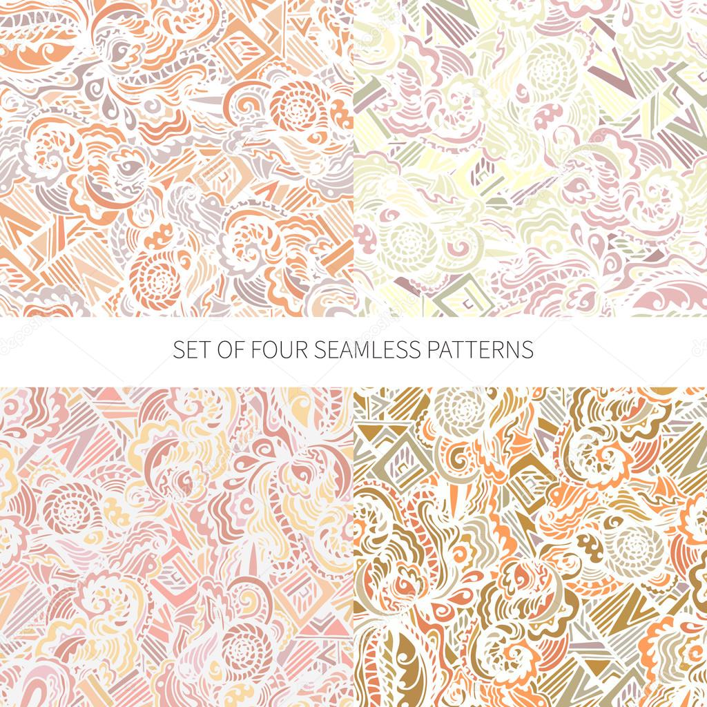 Set of four abstract seamless patterns 