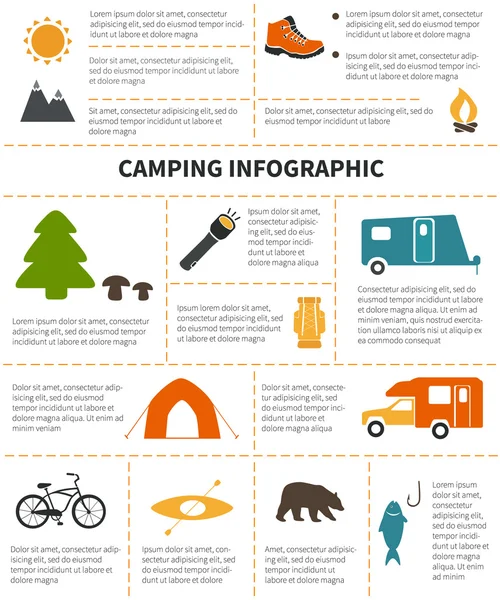 Infográfico de acampamento —  Vetores de Stock