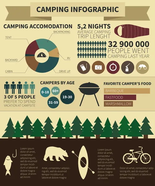 Kamping Infographic — Stok Vektör