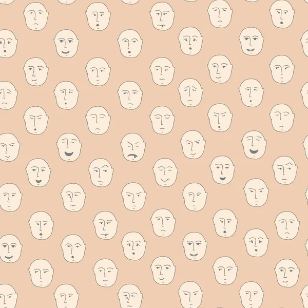 Niedliche nahtlose Muster mit unterschiedlichen Gesichtsausdrücken — Stockvektor