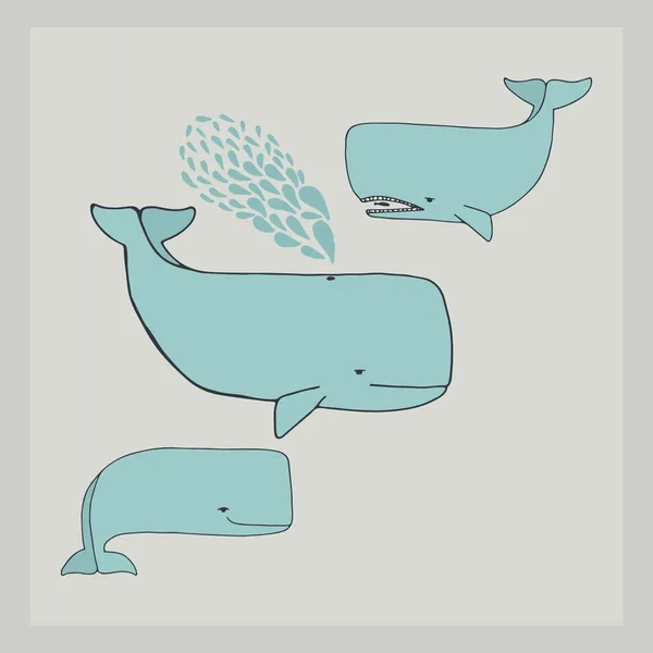 Ballenas lindas hechas en vector — Archivo Imágenes Vectoriales