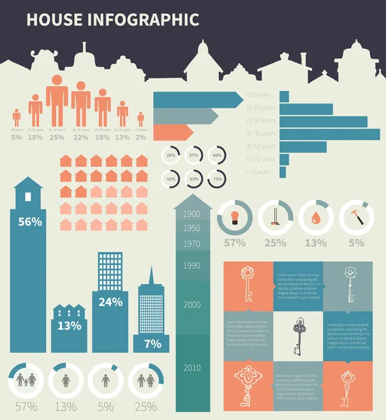 Evi Infographic elemanları — Stok Vektör