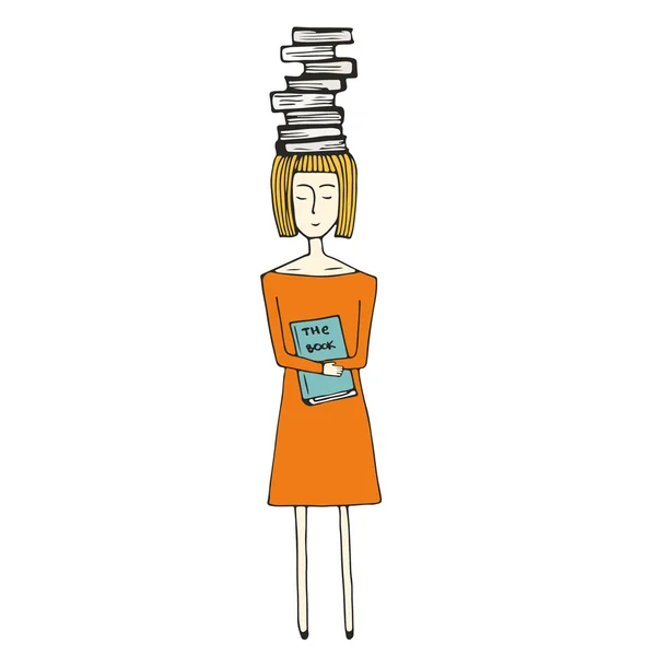 Jolie fille avec des livres — Image vectorielle
