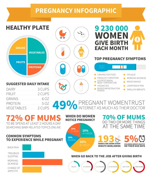 Infografica sulla gravidanza — Vettoriale Stock