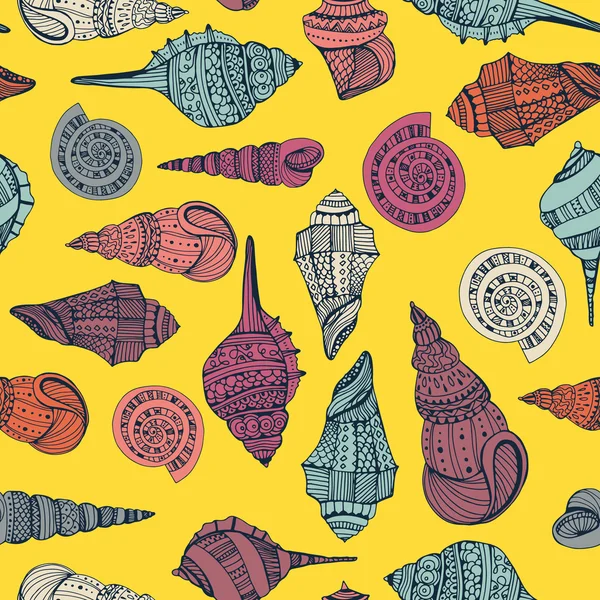 Seashell Seamless Pattern — Stock Vector