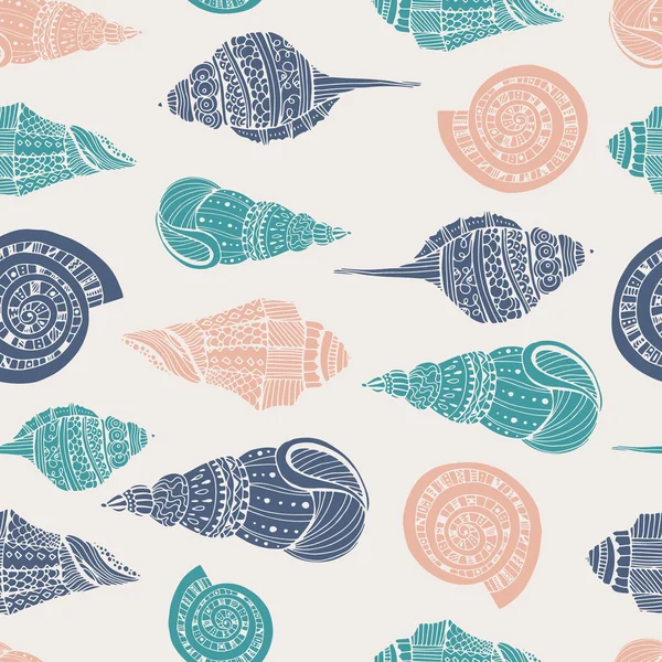 Seashell Seamless Pattern — Stock Vector