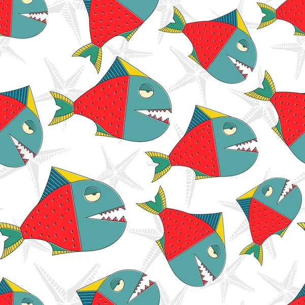 Fish seamless pattern — Stock Vector