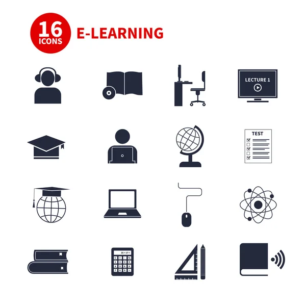 Icone dell'e-learning — Vettoriale Stock