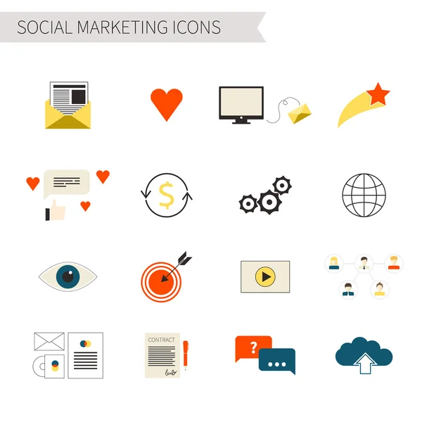 Sociale marketing pictogrammen — Stockvector