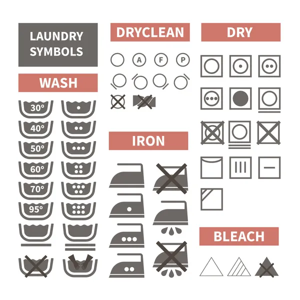 Symboles de blanchisserie — Image vectorielle