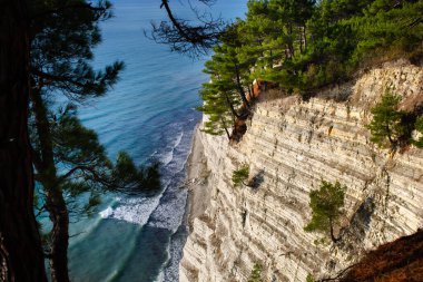 Yüksek bir uçurumdan deniz manzarası