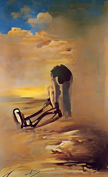 Soyut dijital resim; insan yalnızlığı. Modern sanatın yaratıcı geçmişi. Doku grafik kaynağı.