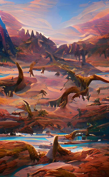Abstract Digital Painting Jurassic World Modern Art Creative Background Texture — Stock Photo, Image