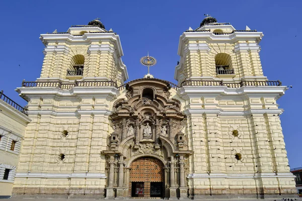 Hermosa Vista Catedral San Francisco Lima Con Arquitectura Clásica — Foto de Stock