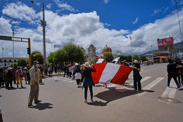 Huancayo Marzo 2022 Manifestaciones Civiles Durante Huelga Transportistas Agricultores Hubo — Foto de Stock