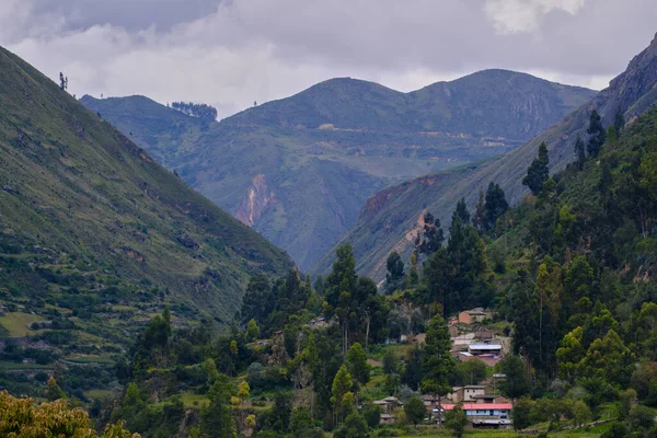 Fabulosa Vista Pequeño Pueblo Interior Los Andes Pueblo Llama Soccos — Foto de Stock