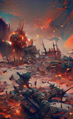 Mevcut savaştan esinlenerek soyut dijital illüstrasyon.