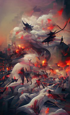 Mevcut savaştan esinlenerek soyut dijital illüstrasyon.