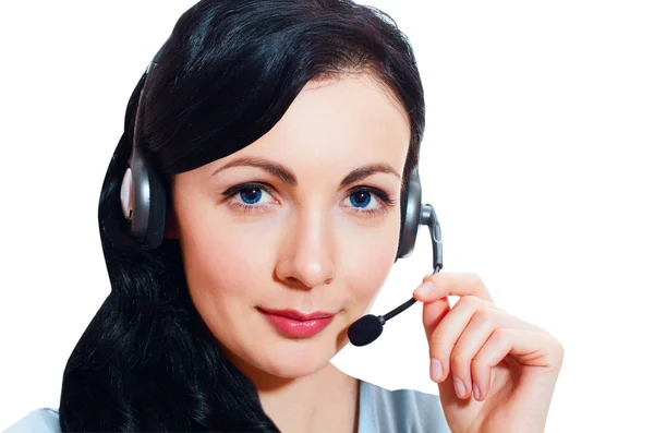 gülümseyen neşeli destek telefonu operatörü
