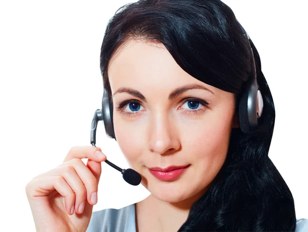 gülümseyen neşeli destek telefonu operatörü