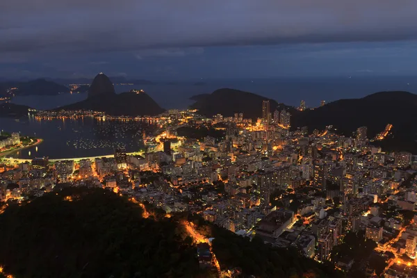 Vue de nuit du pain de sucre Rio de Janeiro — Photo