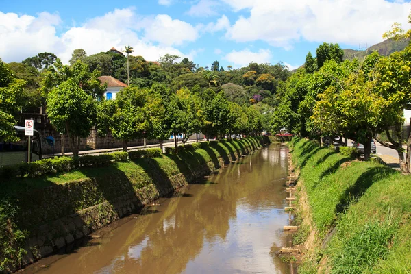 Streets and river of Petrópolis, Brazil — стокове фото