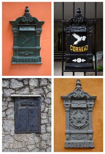 Collage with old postboxes in Brazil — Stock Photo, Image