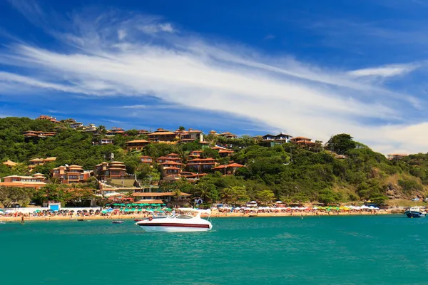 Panoramatický pohled na pláž joao fernando, buzios, Brazílie — Stock fotografie