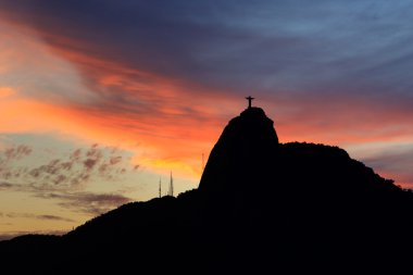İsa'nın kurtarıcı corcovado günbatımı rio de janeiro