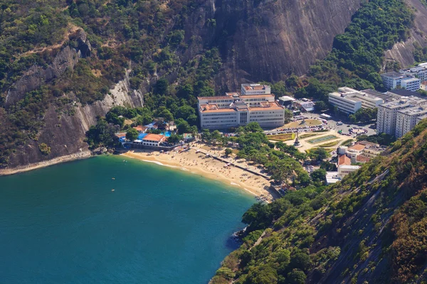 Kırmızı plaj (praia vermelha) rio de Janeiro'da havadan görünümü — Stok fotoğraf