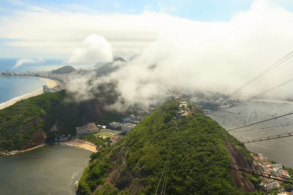 Luchtfoto copacabana, botafogo, rode strand van Suikerbrood, rio — Stockfoto