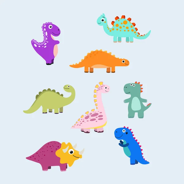 Sada Dinosaurů Pro Dětské Otisky — Stockový vektor