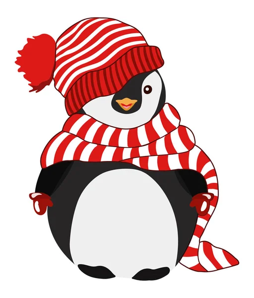 Penguin Red Hat Scarf — Stockvektor