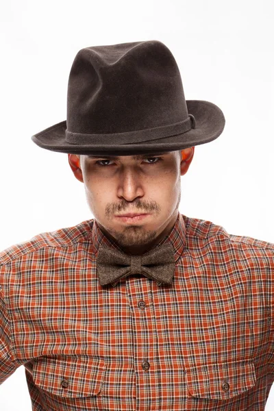 Retrato engraçado de um homem com emoção no rosto — Fotografia de Stock