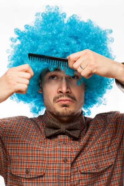 Retrato engraçado de um homem com emoção no rosto — Fotografia de Stock