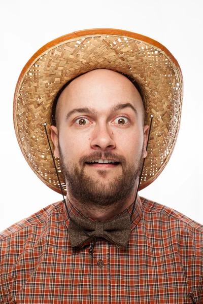 Retrato engraçado de um homem com emoção no rosto — Fotografia de Stock