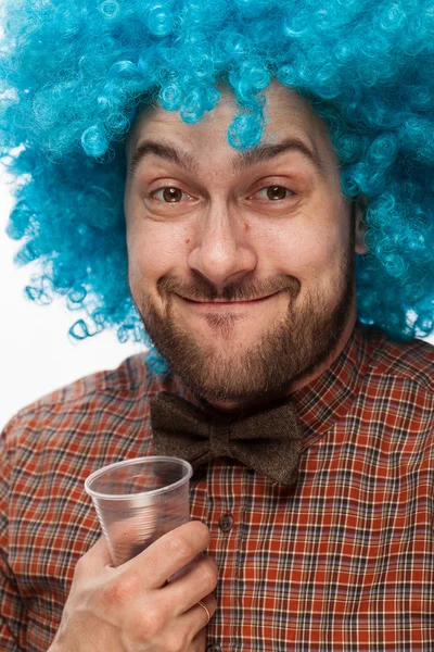 Retrato engraçado de um homem com emoção no rosto — Fotografia de Stock