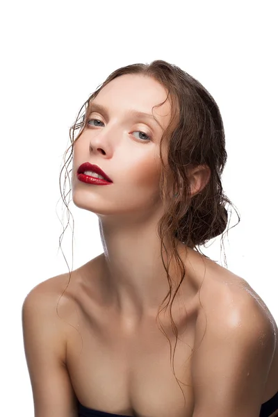 Schoonheid portret van jonge vrouw mooie dag make-up — Stockfoto