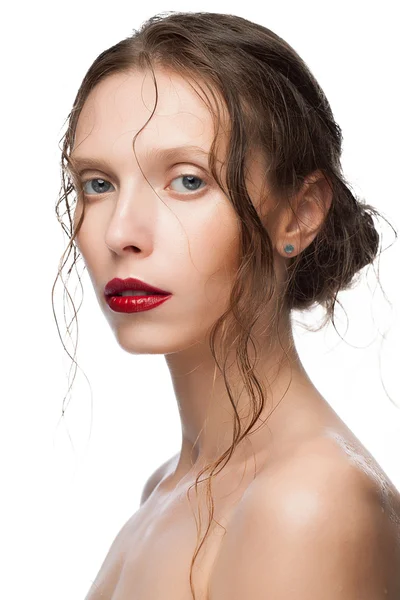 Krása portrét mladé ženy hezký den make-up — Stock fotografie