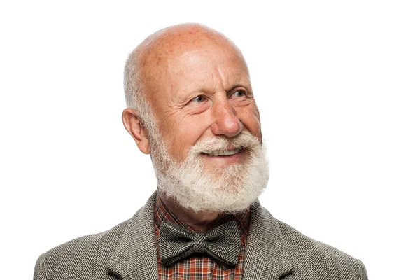 Stary człowiek z wielką brodą i uśmiech — Zdjęcie stockowe