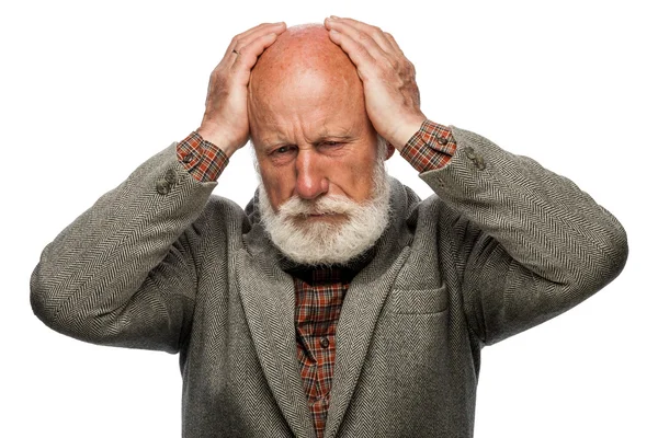 Old man with a big beard and a smile — Stock Photo, Image