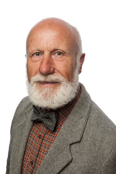 Old man with a big beard and a smile — Stock Photo, Image