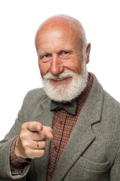 Old man with a big beard and a smile — Stock Photo, Image