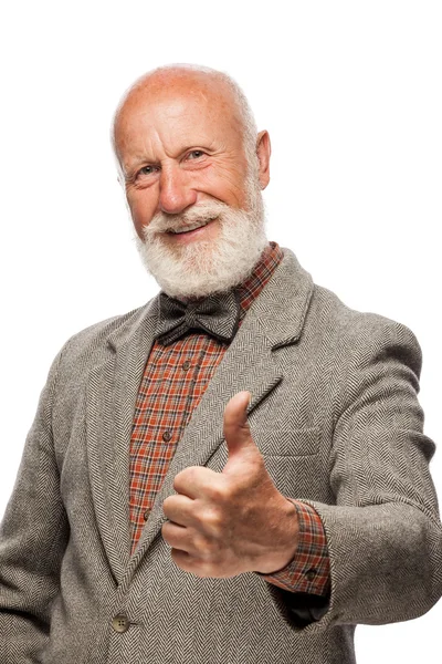 Velho com uma barba grande e um sorriso — Fotografia de Stock